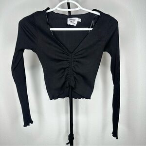 Princess Polly Size 6 Grunge Witchy Lettuce Hem Top Ribbed